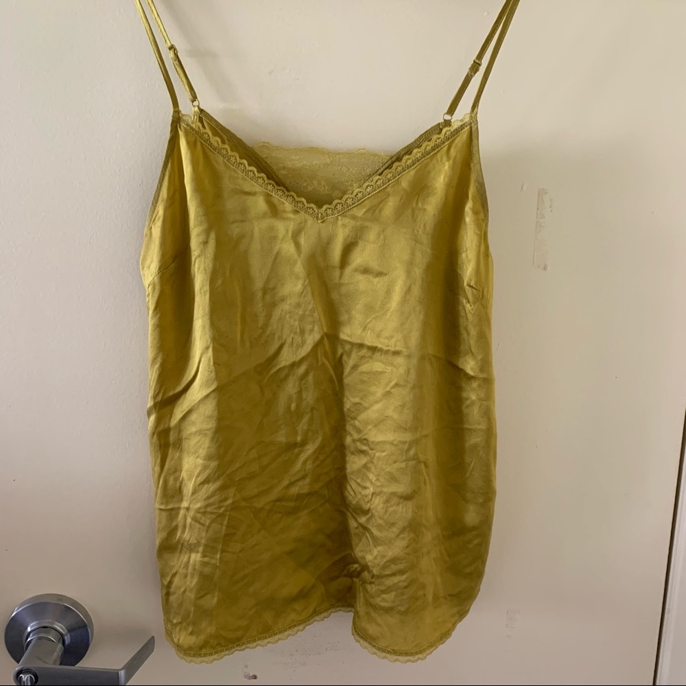 Anthropologie silk cami chartreuse